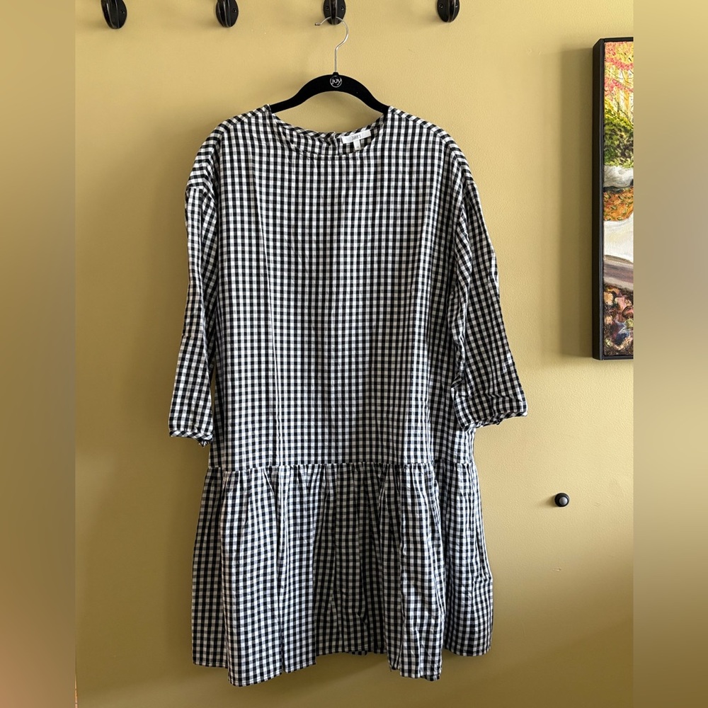 Drop waist, Gingham Black and White gingham cotton Dress, size 40/10